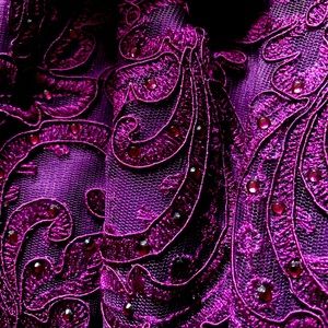 Soieblu Dark Purple Formal Illusion Lace Dress